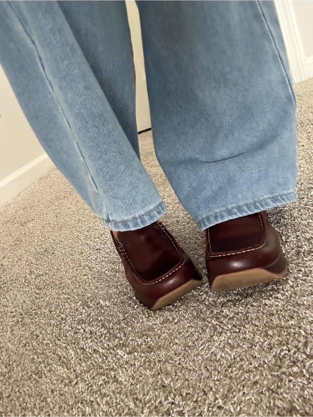 Vintage Y2K Steve Madden Burgundy Leather Loafers with Contrast Stitching 7.5 - Picture 15 of 16